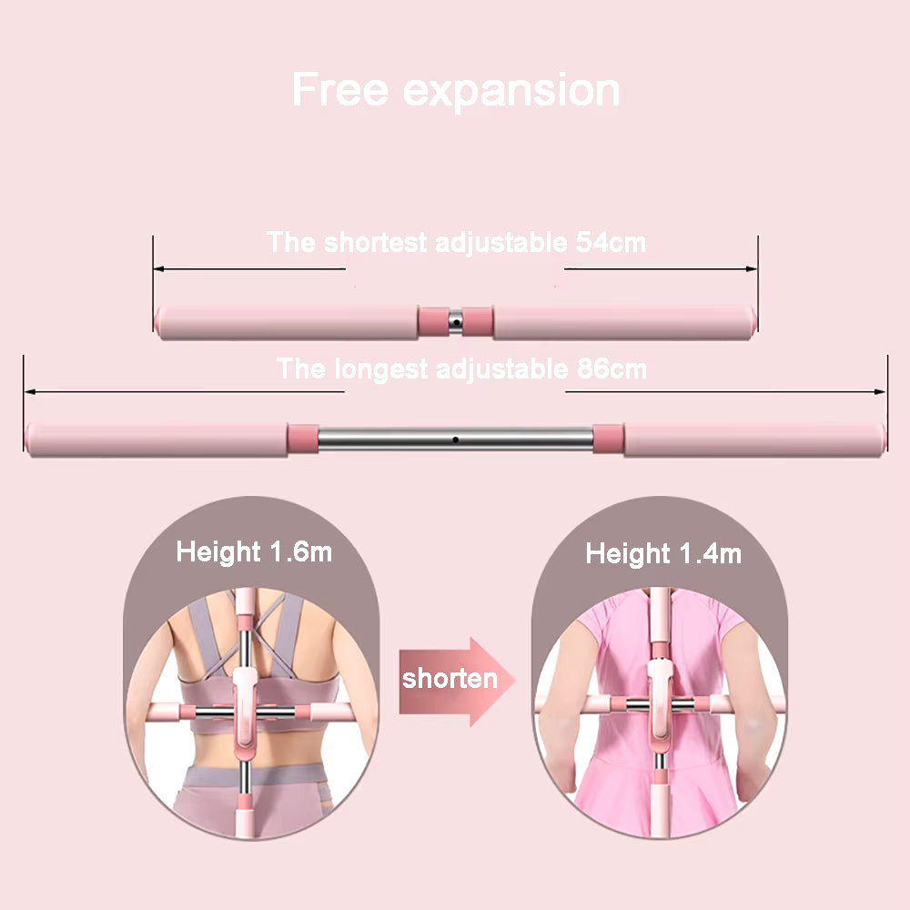 Transform Your Posture with the Adjustable Yoga Hunchback Corrector - Stainless Steel Body Stick for Back Training